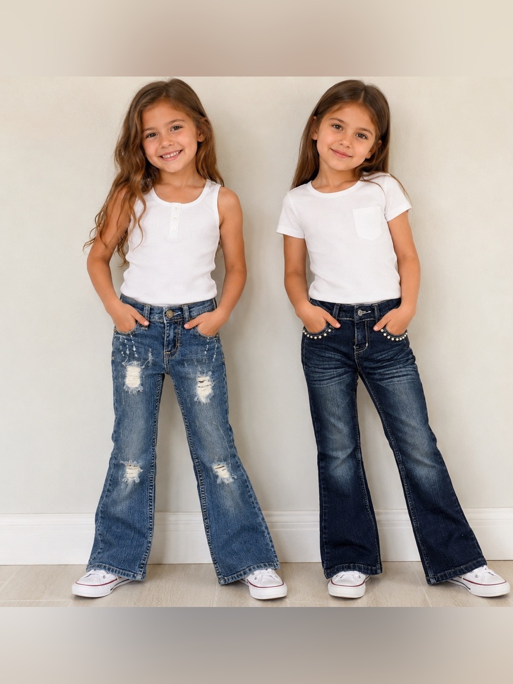 2 Contraband girls jeans size 6X. Light distressed + dark studded. Both for $25